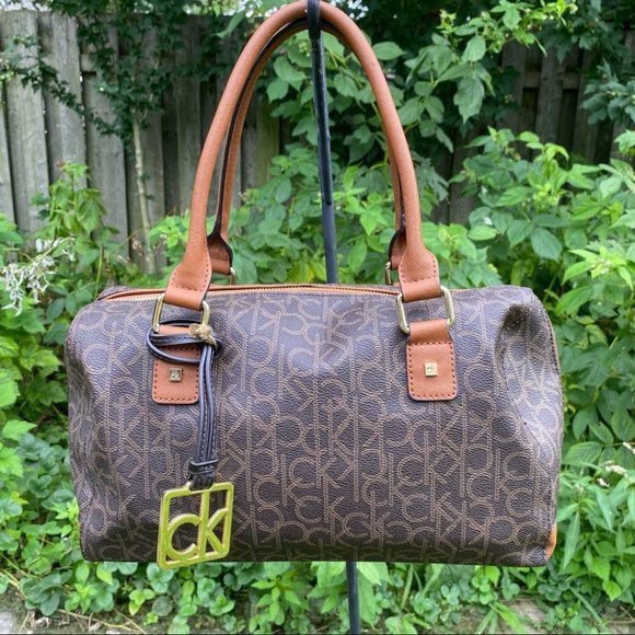 Calvin Klein Brown & Tan Signature Vinyl Handbag - Picture 11 of 12